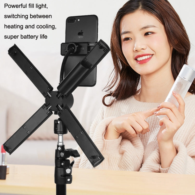 Mobile Phone Portable Beauty Live Four Tube Folding Fill Light, Style: Wire Control Model - Selfie Light by PMC Jewellery | Online Shopping South Africa | PMC Jewellery | Buy Now Pay Later Mobicred