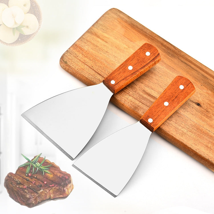 2pcs Stainless Steel Pizza and Steak Shovel Wooden Handle Slanted Shovel Kitchen Tool, Size: L - Baking Pastry Tools by PMC Jewellery | Online Shopping South Africa | PMC Jewellery