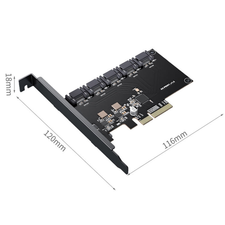 PCIE X1 To 10 Ports SATA3.0 Rotary Card Computer Desktop Solid State Hard Disk - Add-on Cards by PMC TechLife | Online Shopping South Africa | PMC TechLife