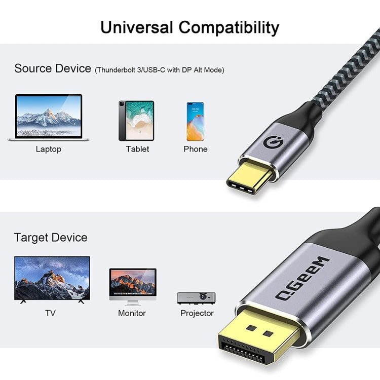 QGeeM QG-UA13 Type-C To DP 4K 60Hz Nylon Braided Adapter Cable, Length: 1.2m - free shipping - PMC Jewellery - Order now!