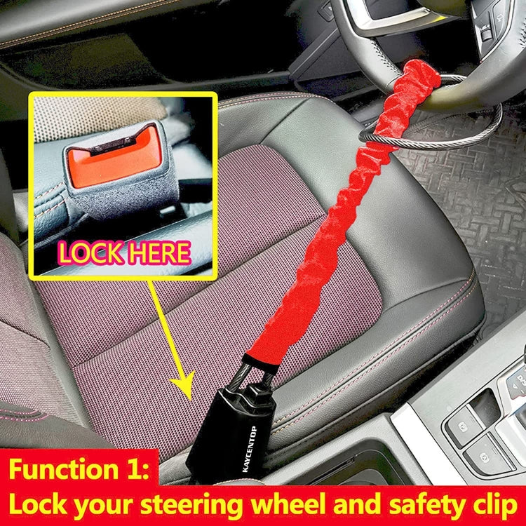 S308 Car Steering Wheel Wire Rope Lock Security Anti-theft Locks(Red) - Steering Wheel Locks by PMC Jewellery | Online Shopping South Africa | PMC Jewellery | Buy Now Pay Later Mobicred