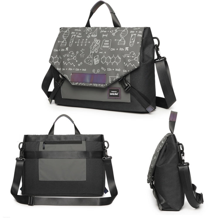 LUCKYBAT Laptop Bag Airbag Anti-drop Crossbody Handbag, Size: S 13.3-16 Inch(Gray Black Equation) - 15 inch by PMC Jewellery | Online Shopping South Africa | PMC Jewellery | Buy Now Pay Later Mobicred