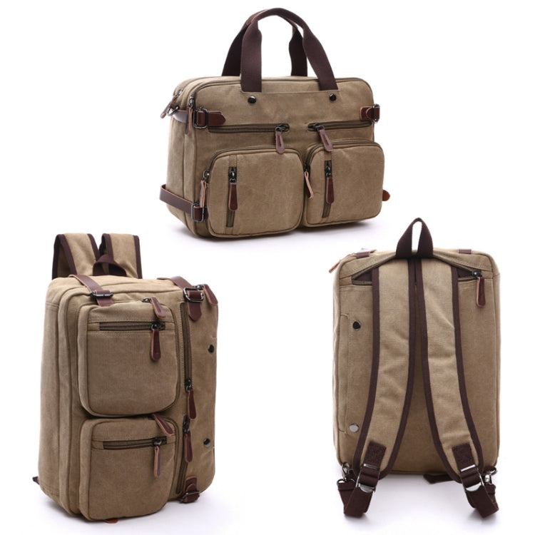 Casual Canvas Three-Purpose Business Briefcase Computer Bag, Color: Khaki Large - Handbags by PMC Jewellery | Online Shopping South Africa | PMC Jewellery