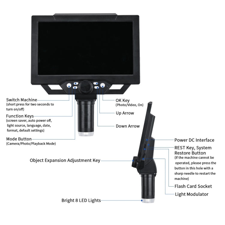 G1600 1-1600X Magnification 9 Inch Electron Microscope, Style: With Battery EU Plug - free shipping - PMC TechLife - Order now!