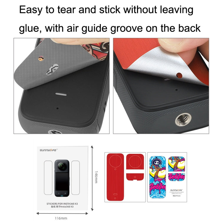 Sunnylife IST-TZ485 For DJI Insta360 X3 Panoramic Camera PVC Protection Scraper Film Stickers(Panda+Carbon Pattern Red) - Protective Film & Stickers by Sunnylife | Online Shopping South Africa | PMC TechLife | Buy Now Pay Later Mobicred