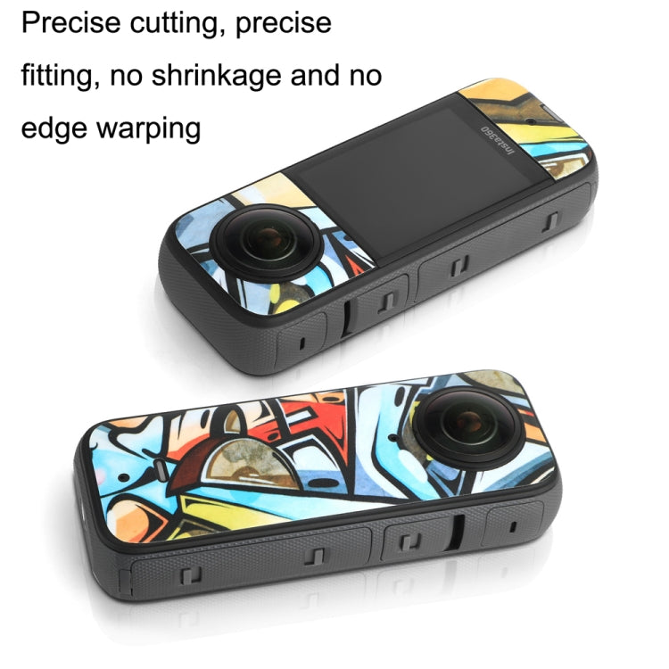 Sunnylife IST-TZ485 For DJI Insta360 X3 Panoramic Camera PVC Protection Scraper Film Stickers(Graffiti+Carbon Pattern Black) - Protective Film & Stickers by Sunnylife | Online Shopping South Africa | PMC TechLife | Buy Now Pay Later Mobicred