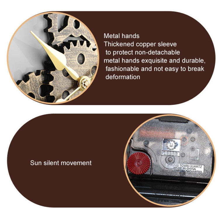 Vintage Wooden Round Gear Silent Wall Clock Rome Number 58cm 6 Gears Golden - Wall Clock by PMc TechLife | Online Shopping South Africa | PMc TechLife | Buy Now Pay Later Mobicred