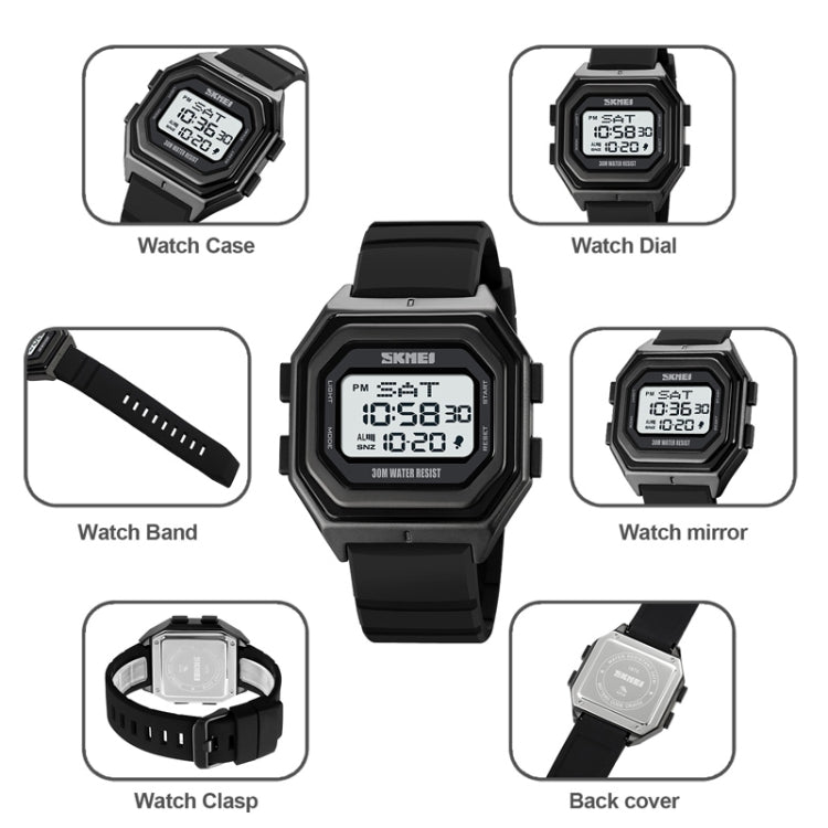 SKMEI 1875 Men Outdoor Electronic Watch Timing Multi-Functional Watch, Style: Steel Band White Machine - free shipping - PMC TechLife - Order now!