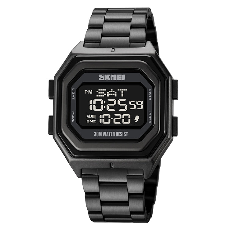 SKMEI 1875 Men Outdoor Electronic Watch Timing Multi-Functional Watch, Style: Steel Band Black Machine - free shipping - PMC TechLife - Order now!