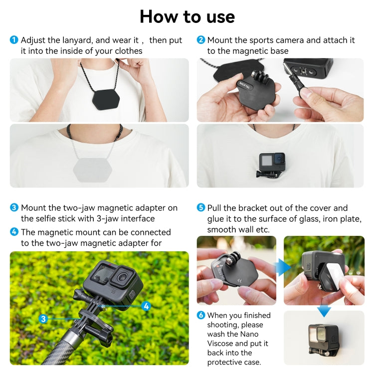 TELESIN Magnetic Action Camera Quick Release Bracket Mount,Spec: Ordinary Suit - free shipping - PMC TechLife - Order now!