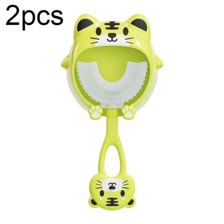 S8 2pcs Children Cartoon Animal Manual U-shaped Silicone Toothbrush for 2-12 Years Old(Green Tiger) - Toothbrushes by PMC TechLife | Online Shopping South Africa | PMC TechLife | Buy Now Pay Later Mobicred