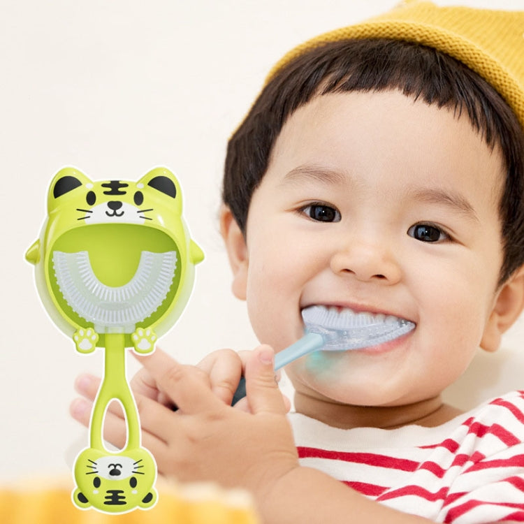 S8 2pcs Children Cartoon Animal Manual U-shaped Silicone Toothbrush for 2-12 Years Old(Pink Tiger) - Toothbrushes by PMC TechLife | Online Shopping South Africa | PMC TechLife | Buy Now Pay Later Mobicred
