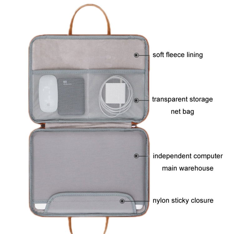 Baona Leather Fully Open Portable Waterproof Computer Bag, Size: 13/13.3 inches(Gray Black) - 13.3 inch by Baona | Online Shopping South Africa | PMC Jewellery | Buy Now Pay Later Mobicred