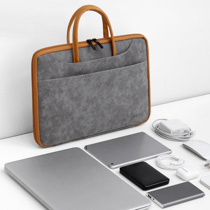 Baona Leather Fully Open Portable Waterproof Computer Bag, Size: 13/13.3 inches(Gray Brown) - 13.3 inch by Baona | Online Shopping South Africa | PMC Jewellery | Buy Now Pay Later Mobicred