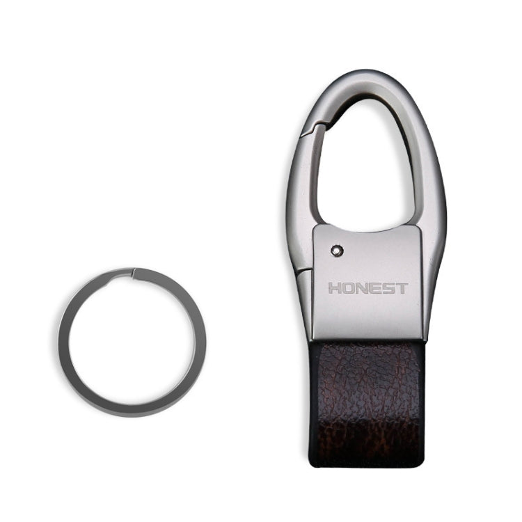 HONEST Leather Car Keychain Simple Circle Ring Pendant Keychain(Silver) - free shipping - PMC TechLife - Order now!