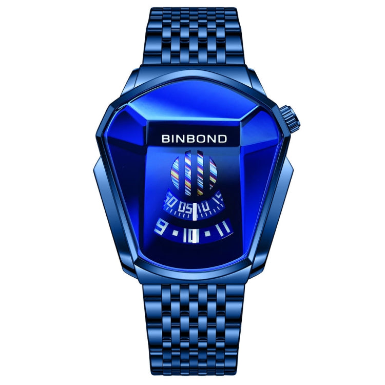BINBOND Locomotive Concept Steel Belt Watch Men Live Black Technology Watch(Blue Steel Blue Face) - free shipping - PMC TechLife - Order now!