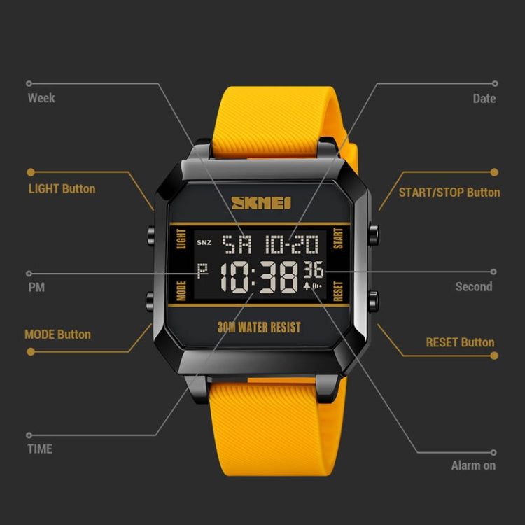 SKMEI 1848 Fashion Multifunctional Student Sports Waterproof Men Watch(Yellow) - free shipping - PMC TechLife - Order now!