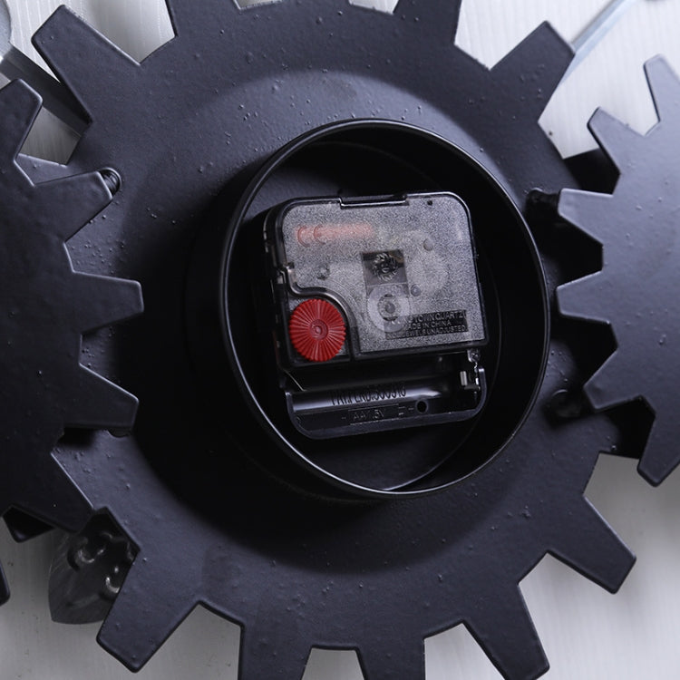 60cm Vintage Iron Round Gear Wall Clock Silent Large Art Clock(Black+Black Needle) - Wall Clock by PMc TechLife | Online Shopping South Africa | PMc TechLife | Buy Now Pay Later Mobicred