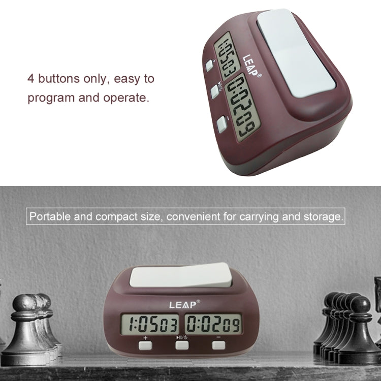 LEAP PQ9907S Chess Clock International Chess Go Clock(Wine Red) - Alarm Clocks by LEAP | Online Shopping South Africa | PMc TechLife | Buy Now Pay Later Mobicred