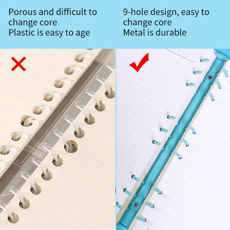 B5 9 Rings Loose-leaf Journal Clear PVC Cover Zipper Planner Notebook Without Inner Pages(Pink) - Notebooks by PMc TechLife | Online Shopping South Africa | PMc TechLife | Buy Now Pay Later Mobicred
