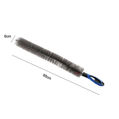 W-102 Car Steel Ring Hub Brush Long Handle Without Hair Hair Curved Cleaning Brush(Blue) - Car washing supplies by PMC Jewellery | Online Shopping South Africa | PMC Jewellery | Buy Now Pay Later Mobicred