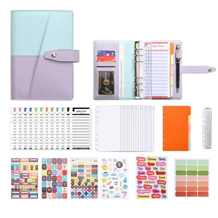 A6 YMX-012 PU Leather Budget Binder Notebook Macaron Color Matching Handbook(Blue+Purple) - Notebooks by PMc TechLife | Online Shopping South Africa | PMc TechLife | Buy Now Pay Later Mobicred