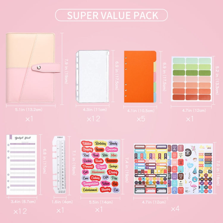 A6 YMX-012 PU Leather Budget Binder Notebook Macaron Color Matching Handbook(Yellow+Light Green) - Notebooks by PMc TechLife | Online Shopping South Africa | PMc TechLife | Buy Now Pay Later Mobicred