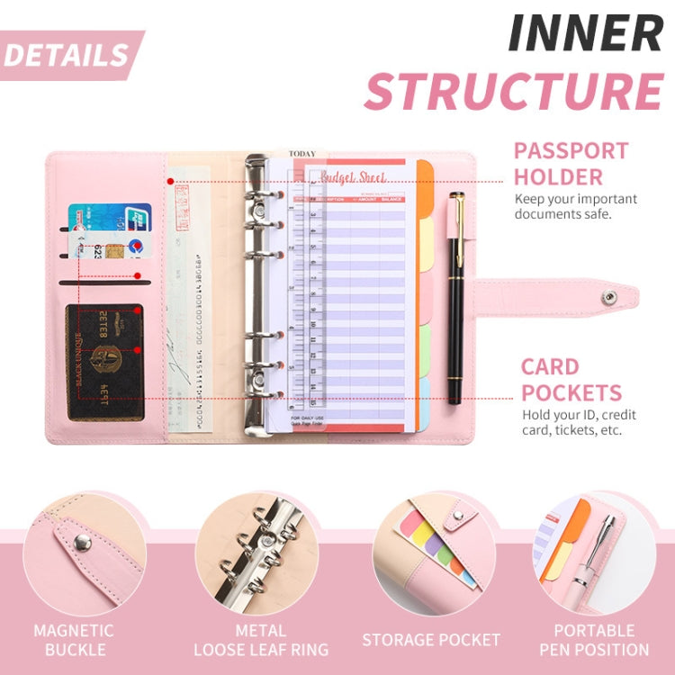A6 YMX-012 PU Leather Budget Binder Notebook Macaron Color Matching Handbook(Orange+Brown) - Notebooks by PMc TechLife | Online Shopping South Africa | PMc TechLife | Buy Now Pay Later Mobicred