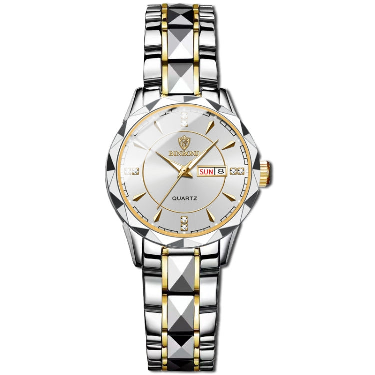 BINBOND B5552 Luminous Multifunctional Business Calendar Quartz Watch(Female-Inter-gold-White) - free shipping - PMC TechLife - Order now!
