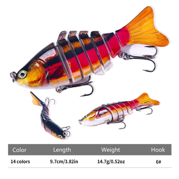 HENGJIA JM062 7 Section Fish Fake Lures VIB Minnow Fishing Lures, Size: 10cm 15g(13) - free shipping - PMC TechLife - Order now!