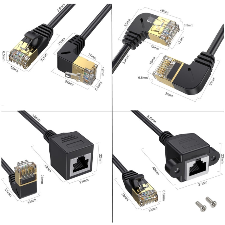 Straight Head 1m Cat 8 10G Transmission RJ45 Male To Female Computer Network Cable Extension Cable(Black) - Lan Cable and Tools by PMC TechLife | Online Shopping South Africa | PMC TechLife