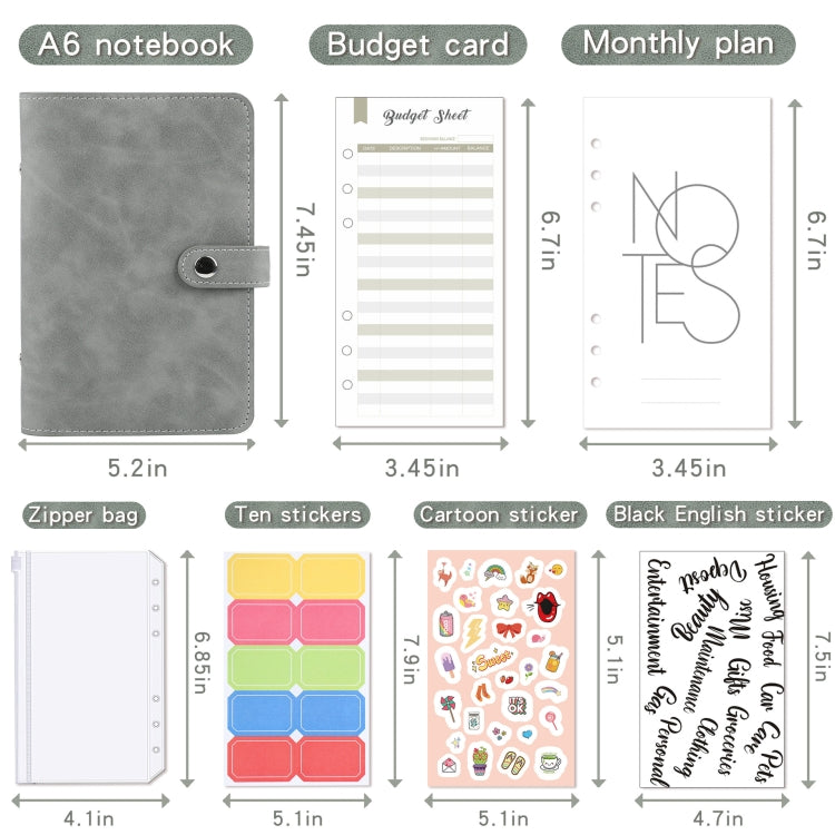 H666 A6 Loose-leaf Binder Cash Budget Handbook Vintage PU Leather Notebook with Window(Taro Purple) - free shipping - PMc TechLife - Order now!