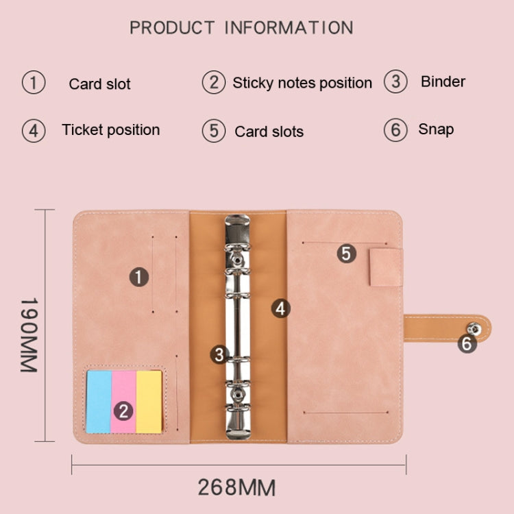 H666 A6 Loose-leaf Binder Cash Budget Handbook Vintage PU Leather Notebook with Window(Taro Purple) - free shipping - PMc TechLife - Order now!