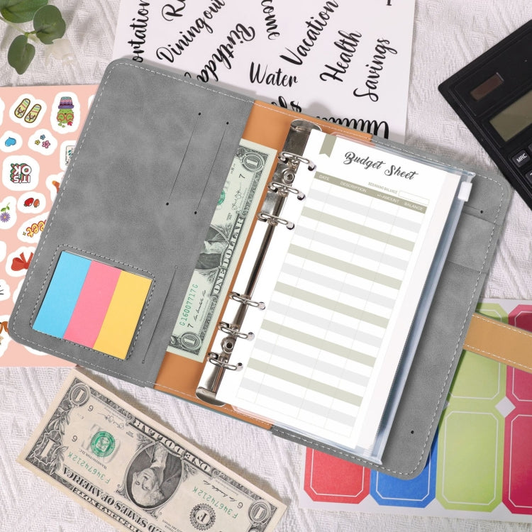 H666 A6 Loose-leaf Binder Cash Budget Handbook Vintage PU Leather Notebook with Window(Taro Purple) - free shipping - PMc TechLife - Order now!