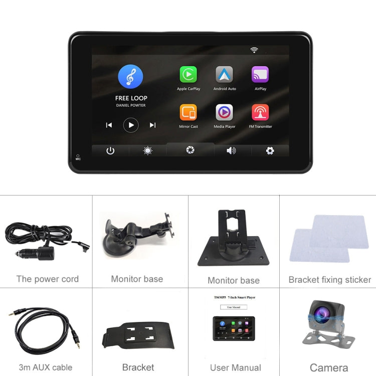 A3135 7 Inches HD Wired Smart Screen With Wireless CarPlay + Android Auto + Android With Camera - Car MP3 & MP4 & MP5 by PMC TechLife | Online Shopping South Africa | PMC TechLife