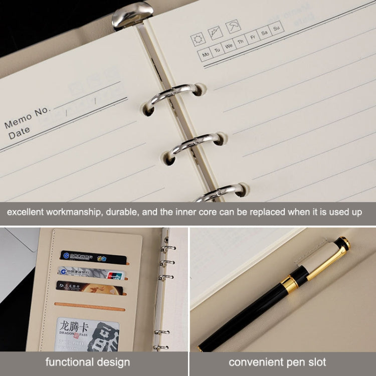 6 Hole Three Fold Loose-leaf Case A5 Business Notebook Office Stationery Notepad(Brown) - Notebooks by PMc TechLife | Online Shopping South Africa | PMc TechLife | Buy Now Pay Later Mobicred