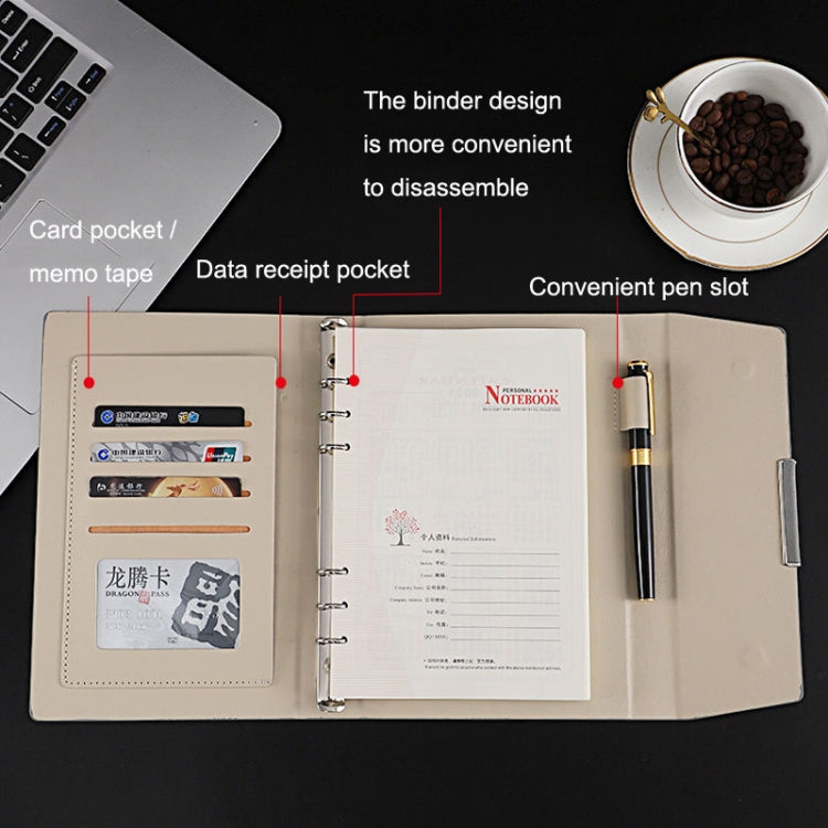 6 Hole Three Fold Loose-leaf Case A5 Business Notebook Office Stationery Notepad(Brown) - Notebooks by PMc TechLife | Online Shopping South Africa | PMc TechLife | Buy Now Pay Later Mobicred