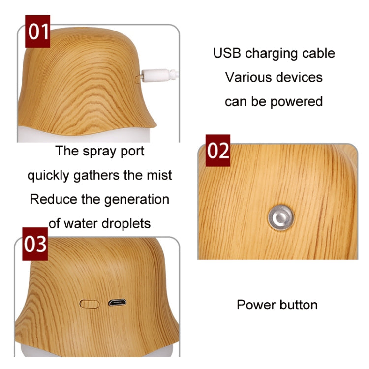 Desktop USB Humidifier Wood Grain Air Aromatherapy Night Light(Light Color) - free shipping - PMC TechLife - Order now!