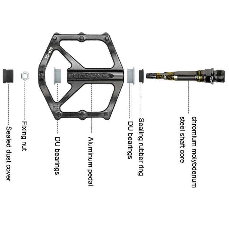 PROMEND PD-M29 1pair DU Bearings Pedal Aluminum Mountain Car Peilin Riding Foot Pedal(Black) - Pedals by PROMEND | Online Shopping South Africa | PMc TechLife | Buy Now Pay Later Mobicred