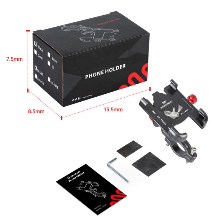 PROMEND SJJ-297 Aluminum Alloy Rotation Adjustable Bicycle Mobile Phone Bracket(Black) - Holders by PMC TechLife | Online Shopping South Africa | PMC TechLife | Buy Now Pay Later Mobicred
