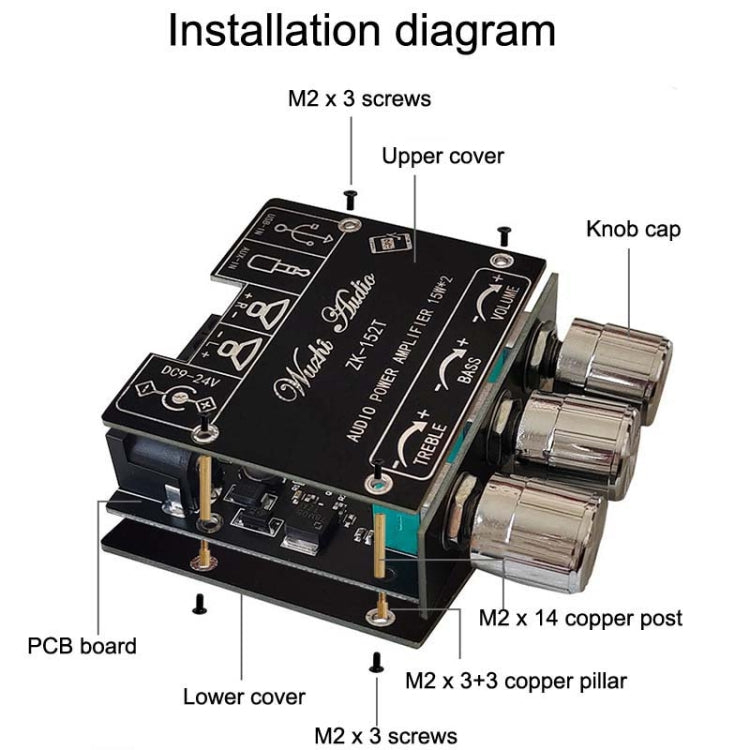 ZK-152T Mini Bluetooth 5.1 Receiving Audio Module With Power Amplifier Digital D Stereo Dual Channel - Breadboard / Amplifier Board by PMC Jewellery | Online Shopping South Africa | PMC Jewellery | Buy Now Pay Later Mobicred