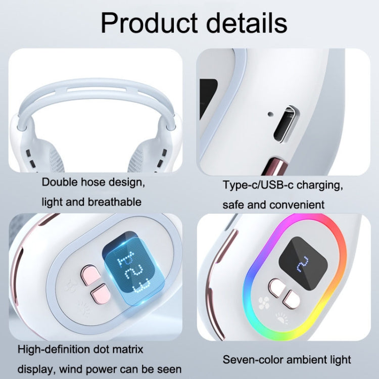 S57 Outdoor Sports RGB Hanging Neck Fan Folding Portable Mini Bladeless USB Fan(Element White) - Electric Fans by PMC TechLife | Online Shopping South Africa | PMC TechLife | Buy Now Pay Later Mobicred