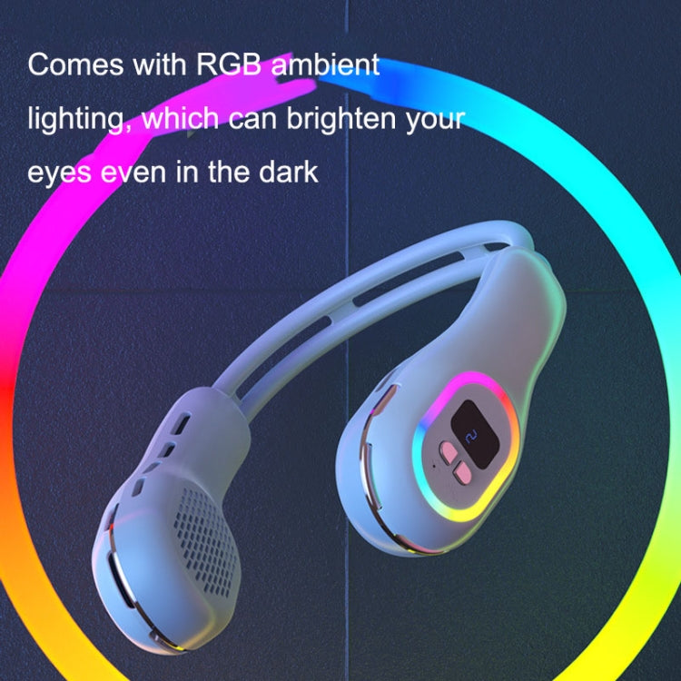 S57 Outdoor Sports RGB Hanging Neck Fan Folding Portable Mini Bladeless USB Fan(Element White) - Electric Fans by PMC TechLife | Online Shopping South Africa | PMC TechLife | Buy Now Pay Later Mobicred