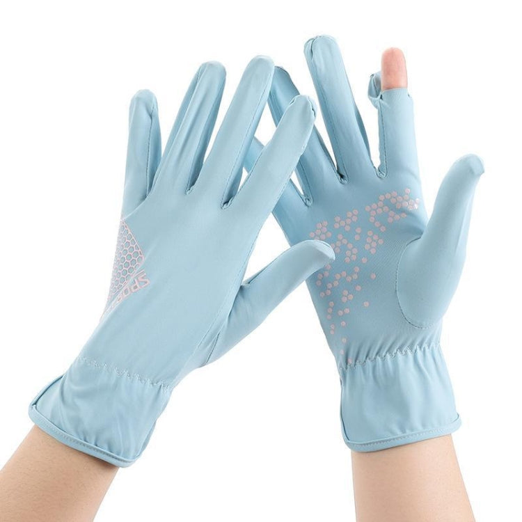 1pair Driving Sunscreen Anti-ultraviolet Thin Summer Ice Silk Dew Finger Non-slip Riding Gloves Free Size(Sky Blue) - Safety Gloves by PMC TechLife | Online Shopping South Africa | PMC TechLife | Buy Now Pay Later Mobicred