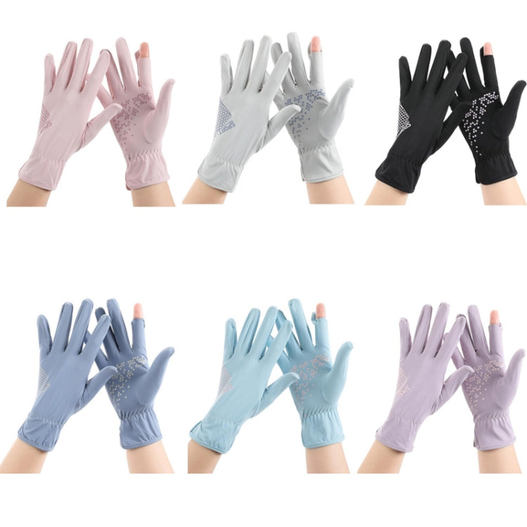 1pair Driving Sunscreen Anti-ultraviolet Thin Summer Ice Silk Dew Finger Non-slip Riding Gloves Free Size(Smoke Gray) - Safety Gloves by PMC TechLife | Online Shopping South Africa | PMC TechLife