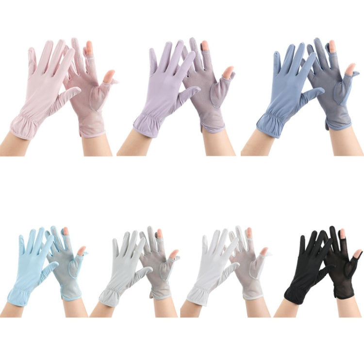 1pair Summer Sunscreen Breathable Thin Anti-ultraviolet Finger Fishing Ice Silk Gloves Free Size(Cloud Black) - Safety Gloves by PMC TechLife | Online Shopping South Africa | PMC TechLife | Buy Now Pay Later Mobicred