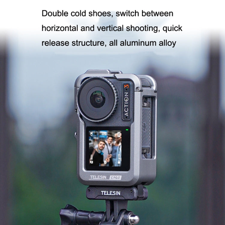 For DJI Osmo Action 3 TELESIN OA-FMS-004 Motion Camera Metal Rabbit Cage Protection Frame(Grey) - Protection Frame by TELESIN | Online Shopping South Africa | PMC TechLife | Buy Now Pay Later Mobicred