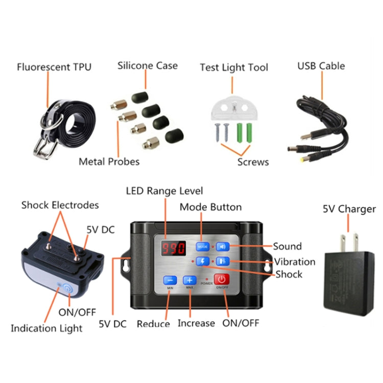 Outdoor Wireless Electronic Pet Fence Night Reflective Collar, Specification: One for One(UK Plug) - Training Aids by PMC Jewellery | Online Shopping South Africa | PMC Jewellery | Buy Now Pay Later Mobicred