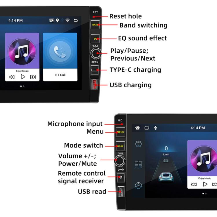 8 inch Bluetooth FM Radio Car MP5 Android Navigation Machine, Memory: 2+64G - Car MP3 & MP4 & MP5 by PMc TechLife | Online Shopping South Africa | PMc TechLife | Buy Now Pay Later Mobicred