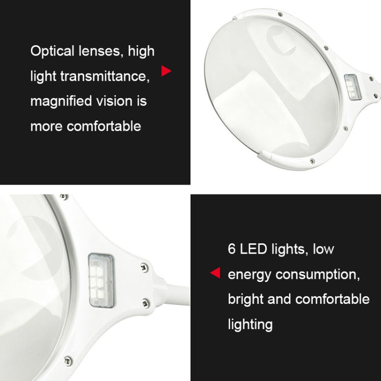 TS-9006 2.25X/5X USB Rechargeable Two-gears Brightness LED Light Desk Magnifier - Hand Held Style by PMC Jewellery | Online Shopping South Africa | PMC Jewellery